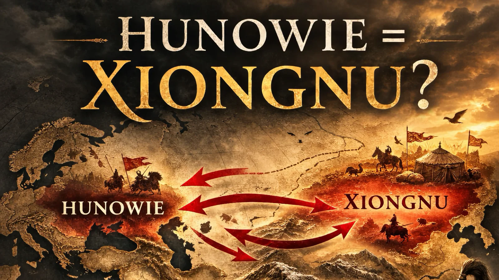 Ilustracja koncepcyjna dotycząca relacji między Hunami a Xiongnu